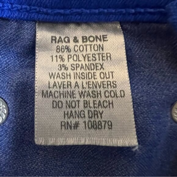RAG & BONE Designer Denim Elephant Bell Jeans Cobalt Mid Rise Flare Size 29 - Picture 11 of 12